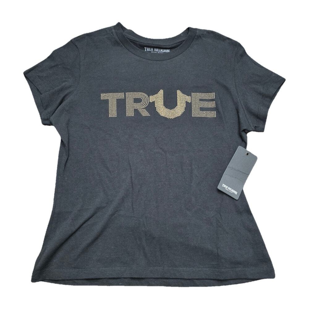 NWT True Religion Studded True Religion Crew Tee Black Size Medium